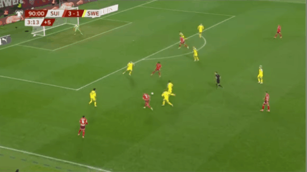 94'曼赞比破门! 瑞士 4- 1瑞典