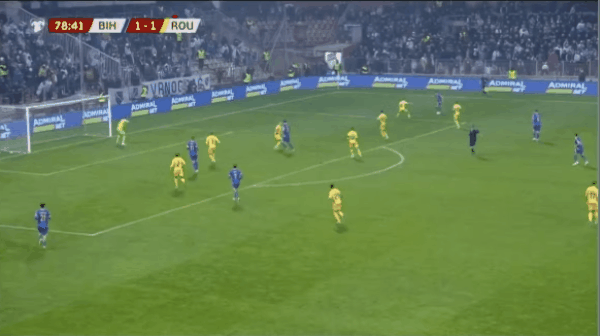 79'巴伊拉塔雷维奇破门! 波黑 2- 1罗马尼亚