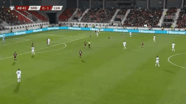 49'卡塔伊破门! 塞尔维亚 1- 1拉脱维亚