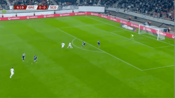7'巴克斯塔斯破门! 希腊 1- 0苏格兰