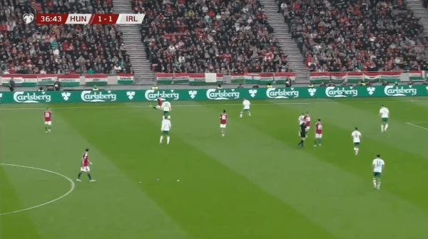 37'瓦尔加破门! 匈牙利 2- 1爱尔兰