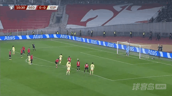 11'奥亚萨瓦尔点球破门! 格鲁吉亚 0- 1西班牙
