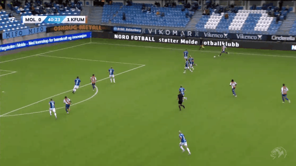 41'赫斯内斯破门! 莫尔德 0- 2KFUM奥斯陆