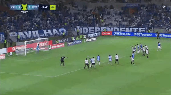 95'特莱斯点球破门! 克鲁塞罗 2- 2博塔弗戈