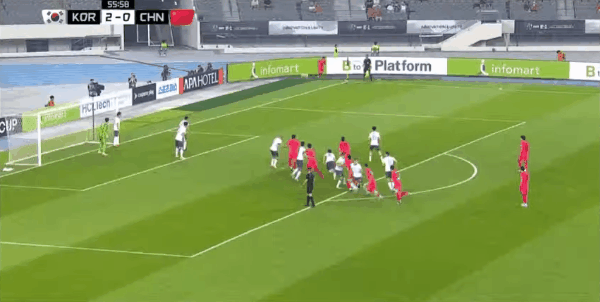 57'金朱晟破门! 韩国 3- 0中国