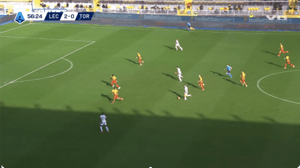 57'亚当斯破门! 莱切 2- 1都灵