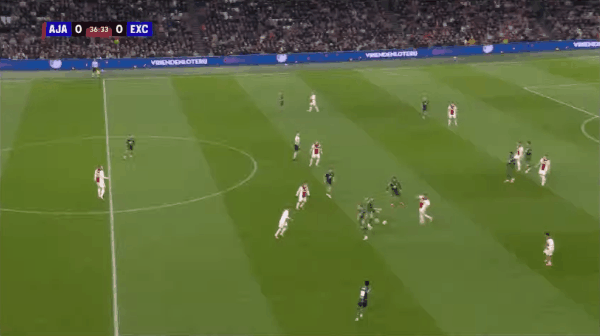 37'诺约克斯破门! 阿贾克斯 0- 1SBV精英