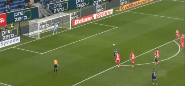 42'克拉马里奇点球破门! 霍芬海姆 1- 0柏林联合