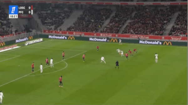 11'热贝尔斯破门! 里尔 0- 1巴黎FC
