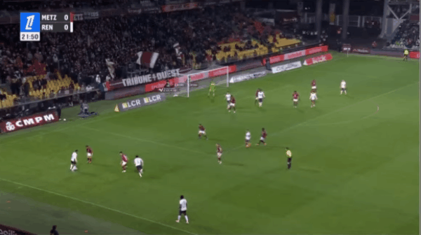 22'隆吉耶破门! 梅斯 0- 1雷恩