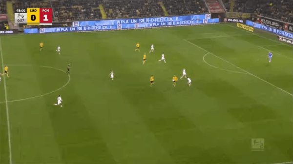 46'科瑟破门! 特雷斯登 1- 1纽伦堡
