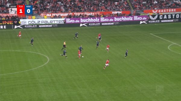 11'斯基塔破门! 凯泽斯劳滕 2- 0基尔高士丁