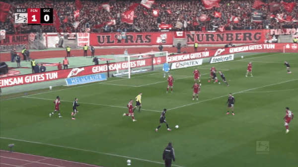 56'贝克破门! 纽伦堡 2- 0比勒菲尔德