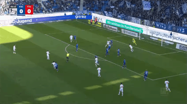 41'伊顿破门! 卡尔斯鲁厄 0- 1杜塞尔多夫