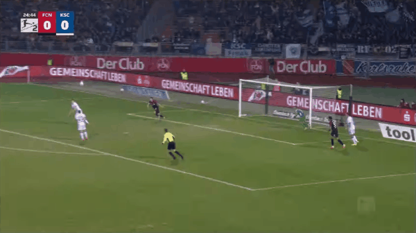 25'贾斯万破门! 纽伦堡 1- 0卡尔斯鲁厄