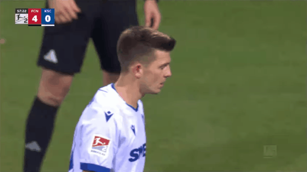 58'云积克点球破门! 纽伦堡 4- 1卡尔斯鲁厄