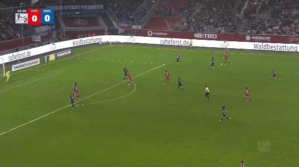 45'伊顿破门! 杜塞尔多夫 1- 0波鸿