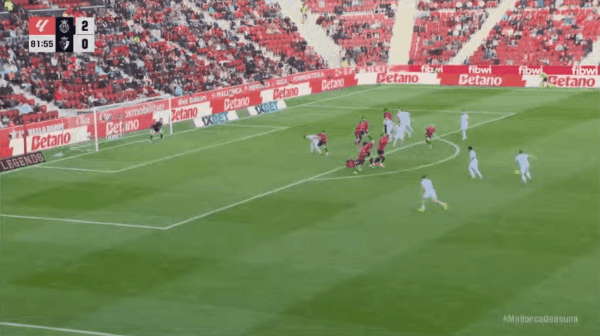 82'加西亚破门! 皇家马略卡 2- 1奥萨苏纳