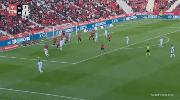 92'博约莫斯破门! 皇家马略卡 2- 2奥萨苏纳