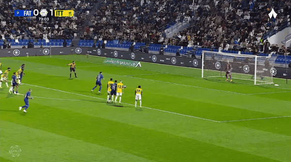 74'巴特纳点球破门! 阿尔菲斯 1- 1吉达联合