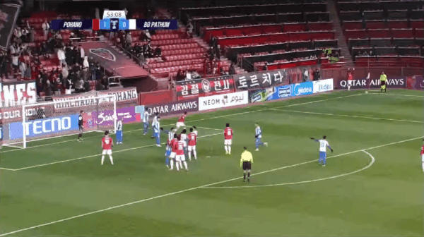 54'李昊宰破门! 浦项制铁 2- 0巴吞联