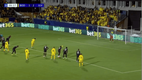 87'菲特点球破门! 博德闪耀 2- 2尤文图斯