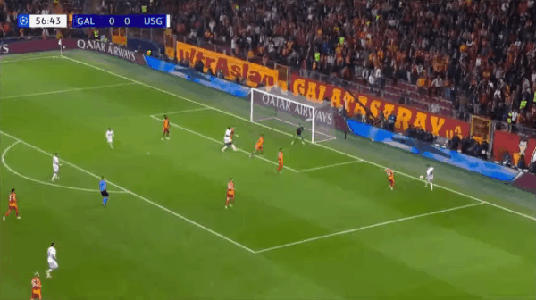 57'P.戴维破门! 加拉塔萨雷 0- 1圣吉罗斯