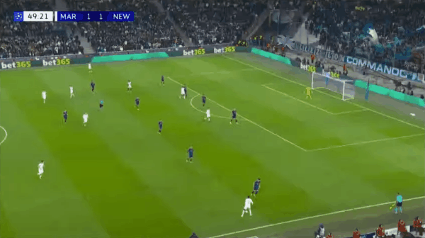 50'奥巴梅扬破门! 马赛 2- 1纽卡斯尔