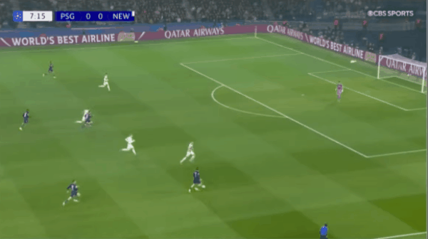 8'维蒂尼亚破门! 巴黎圣日耳曼 1- 0纽卡斯尔