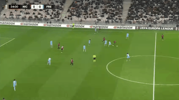 25'卡洛斯破门! 尼斯 1- 0弗赖堡