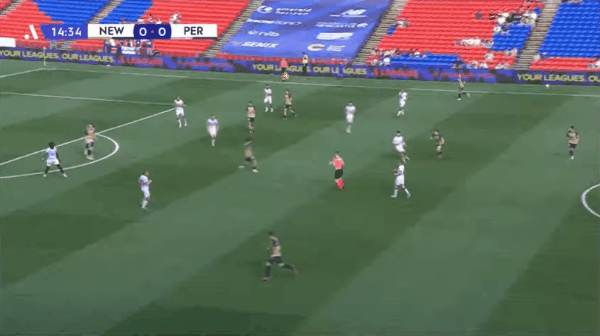 15'贝尔通切洛破门! 纽卡斯尔喷气机 1- 0珀斯光荣