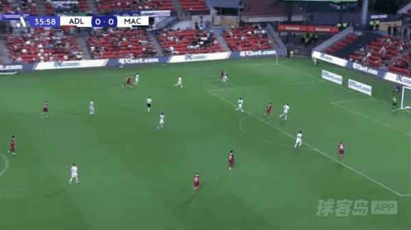 37'尤尔破门! 阿德莱德联 1- 0麦克阿瑟
