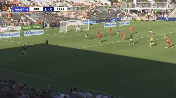 47'迪皮齐奥破门! 布里斯班狮吼 1- 1中部海岸海员