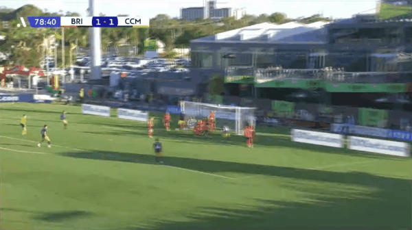 79'劳克斯破门! 布里斯班狮吼 1- 2中部海岸海员