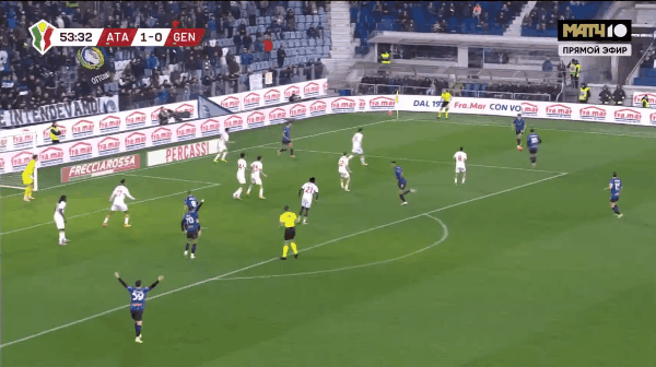 54'德容恩破门! 亚特兰大 2- 0热那亚