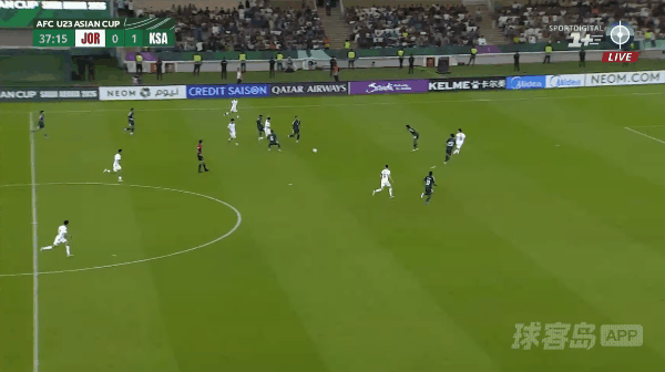 38'阿扎伊泽破门! 约旦U23 1- 1沙地阿拉伯U23