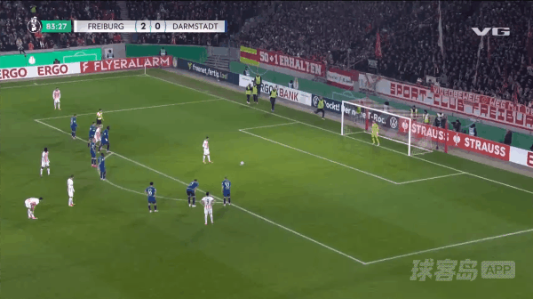 84'格里弗点球未进! 弗赖堡 2- 0达姆施塔特