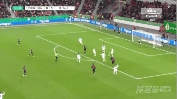 31'泰里耶破门! 勒沃库森 1- 0圣保利