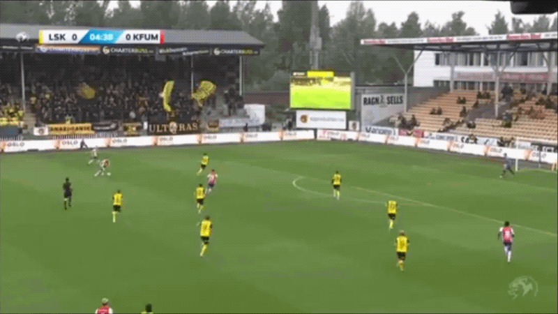5'文吉破门! 利勒斯特 0- 1KFUM奥斯陆