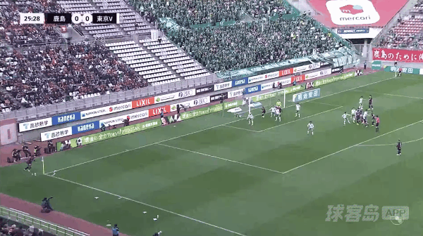 26'铃木优磨破门! 鹿岛鹿角 1- 0东京绿茵