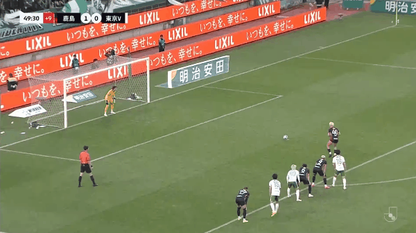 50'铃木优磨点球破门! 鹿岛鹿角 2- 0东京绿茵