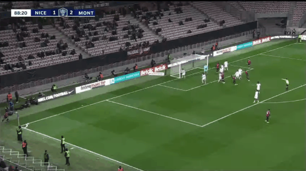 89'A.门迪破门! 尼斯 2- 2蒙彼利埃