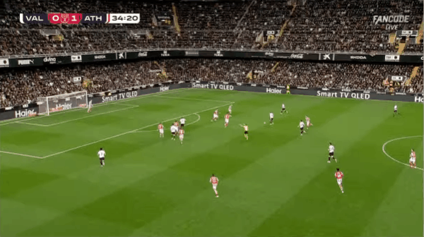 35'萨迪克破门! 瓦伦西亚 1- 1毕尔巴鄂竞技