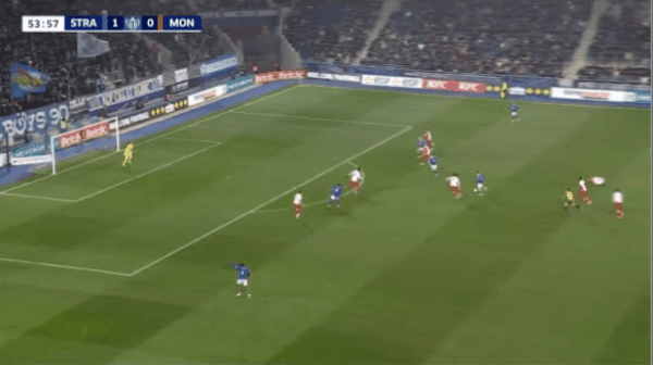 55'恩西索破门! 斯特拉斯堡 2- 0摩纳哥