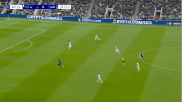 50'杜兰破门! 纽卡斯尔 2- 1卡拉巴克