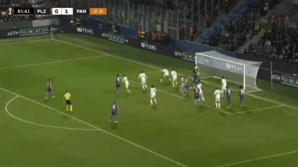 62'斯帕西尔破门! 皮尔森 1- 1帕纳辛纳科斯