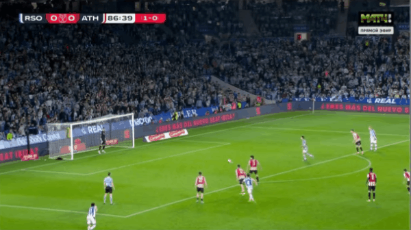 87'奥亚萨瓦尔点球破门! 皇家社会 1- 0毕尔巴鄂竞技