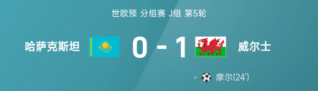 世欧预战报：摩尔制胜，哈萨克斯坦0-1不敌威尔士