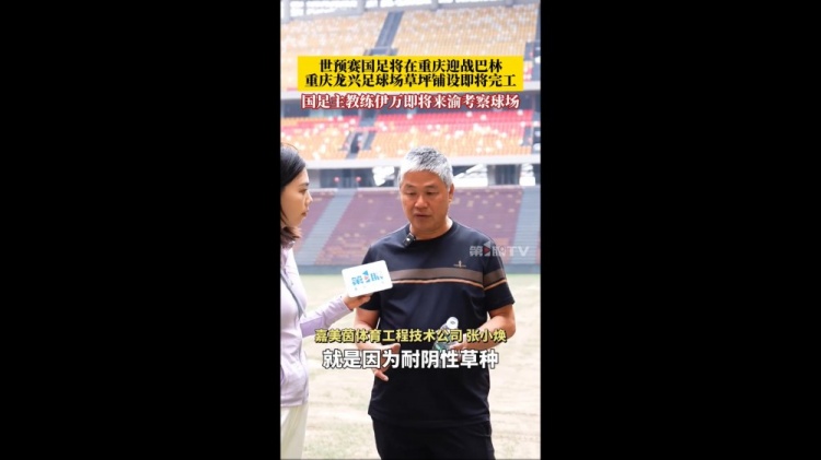 龙兴足球场铺草坪迎伊万考察 助力18强赛国足战巴林