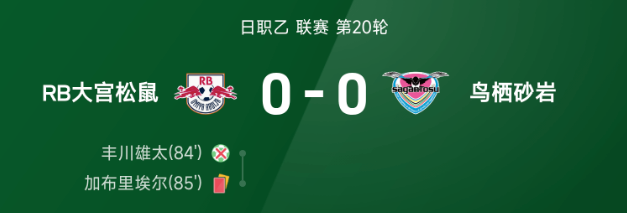 日职乙战报RB大宫松鼠0比0鸟栖砂岩 丰川雄太失点